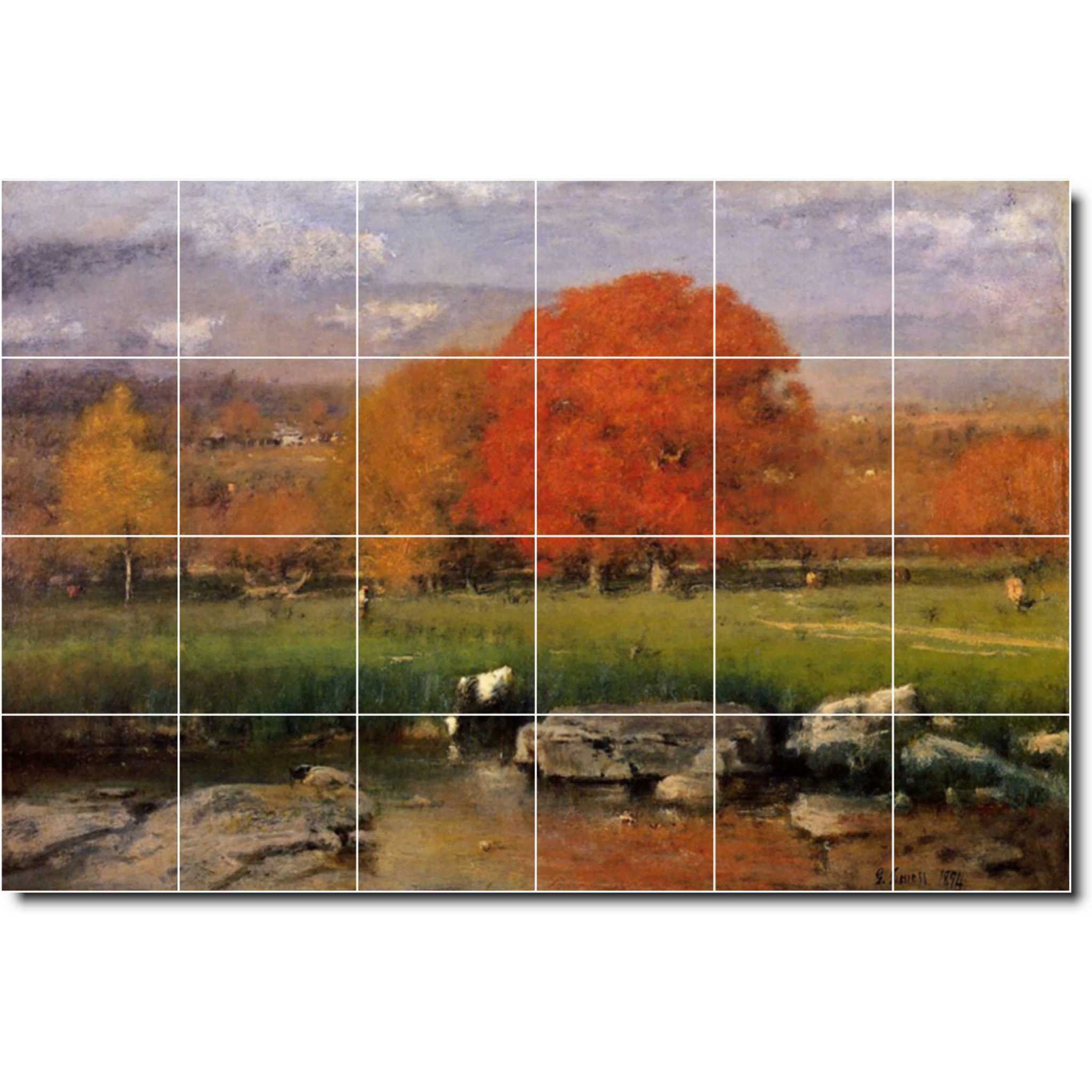 george inness country painting ceramic tile mural p04814