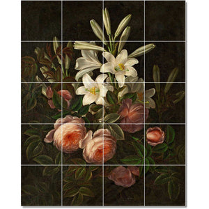 johann laurentz jensen flower painting ceramic tile mural p22690
