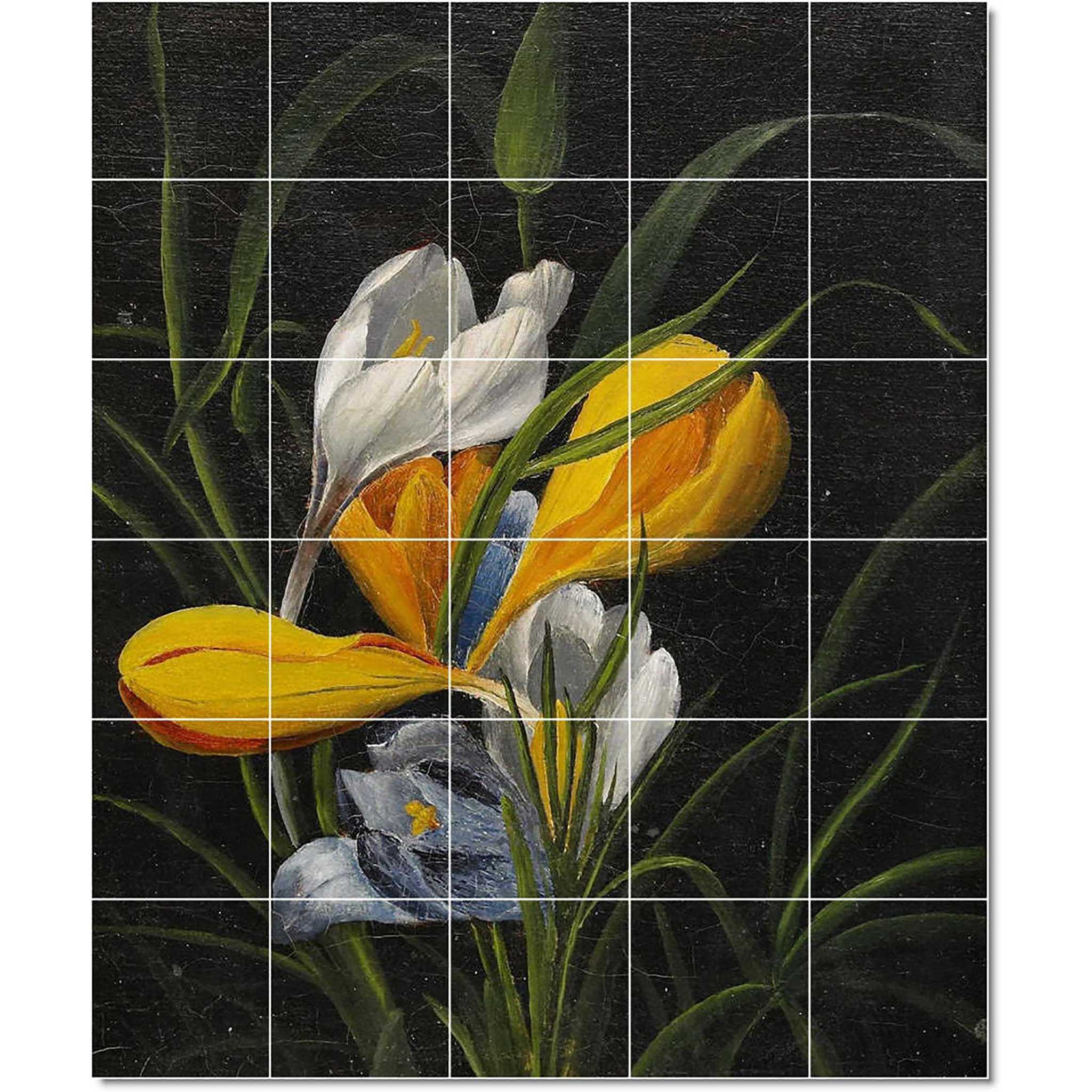 johann laurentz jensen flower painting ceramic tile mural p22691