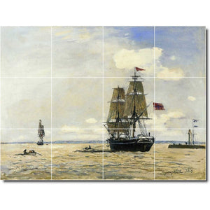 johan jongkind boat ship painting ceramic tile mural p04907