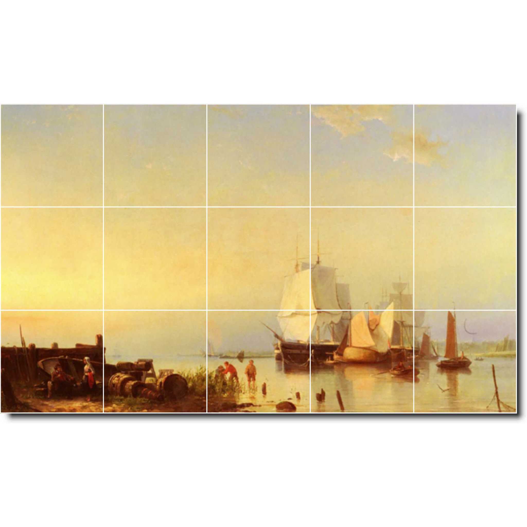 hermanus koekkoek boat ship painting ceramic tile mural p05152