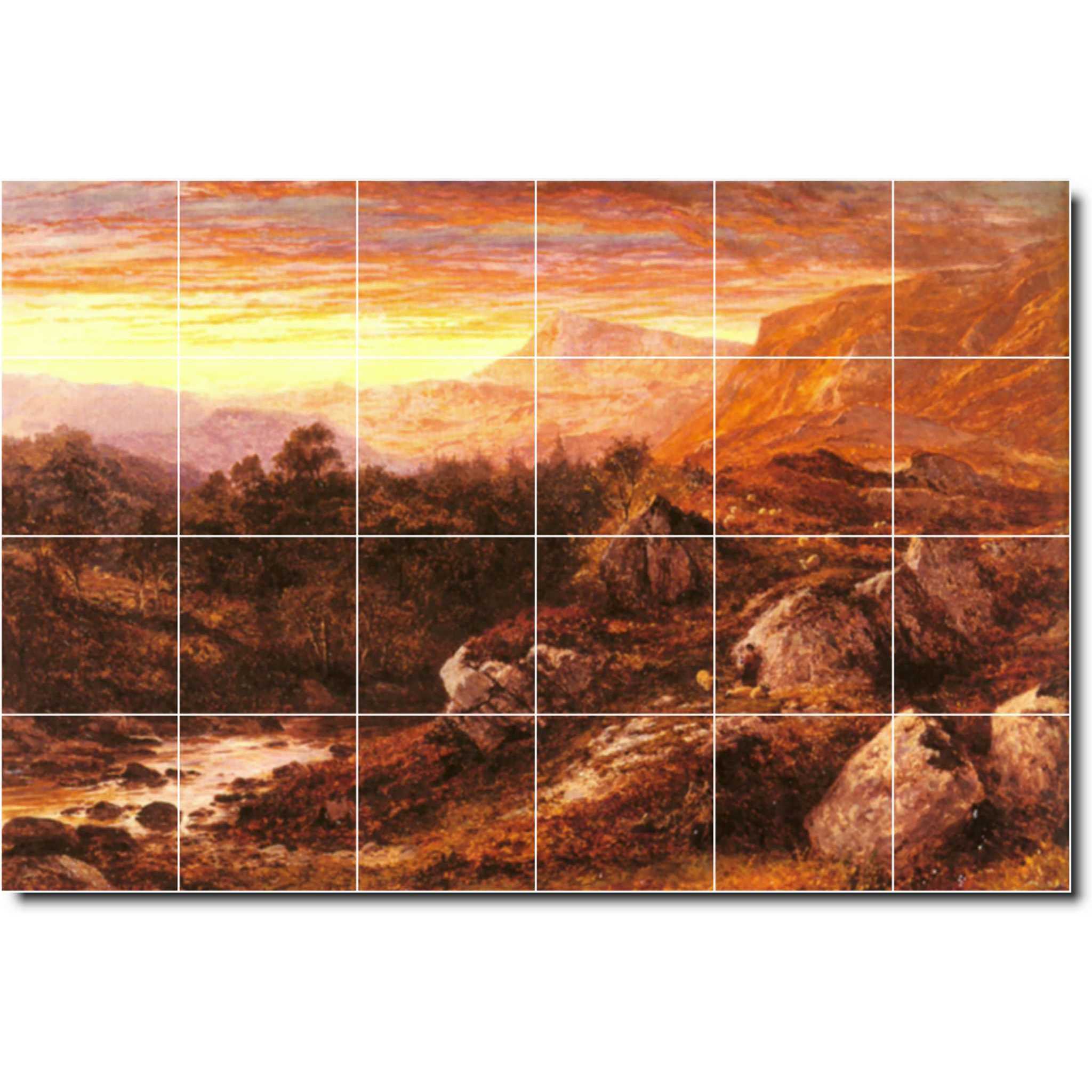 benjamin leader landscape painting ceramic tile mural p05263