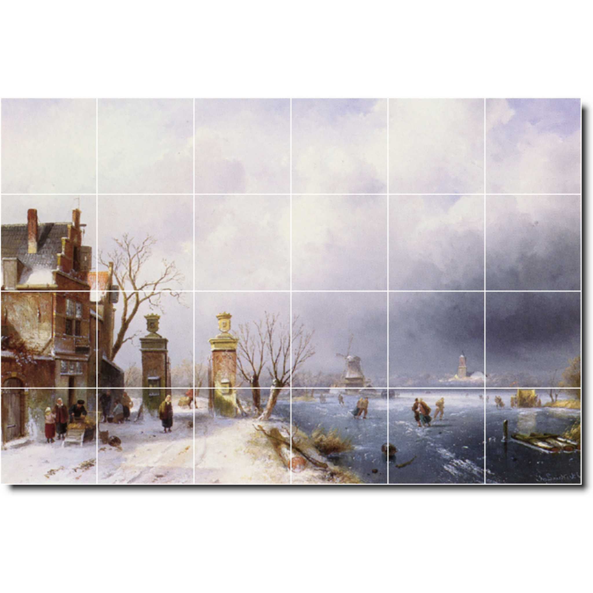 charles leickert landscape painting ceramic tile mural p05309