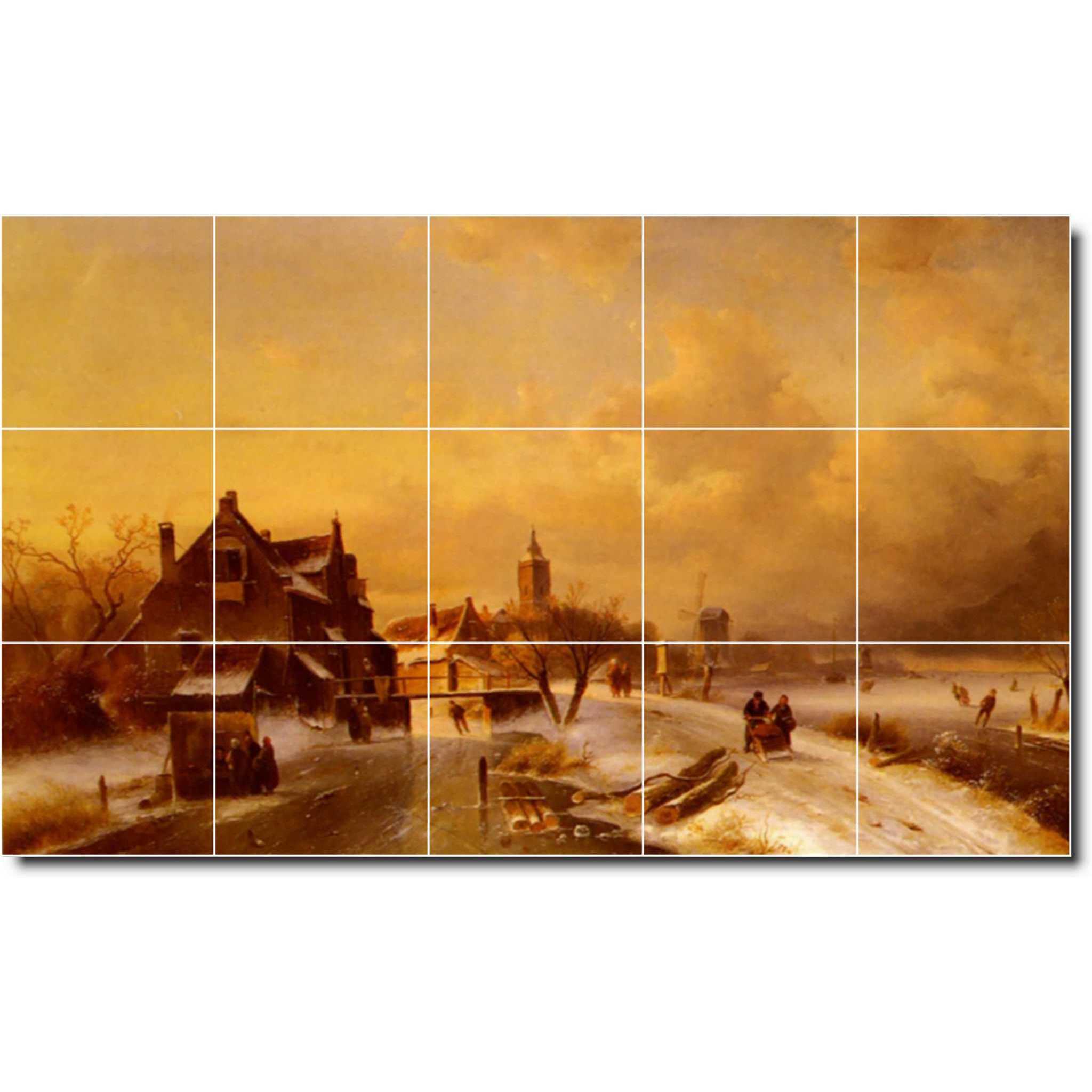 charles leickert country painting ceramic tile mural p05322