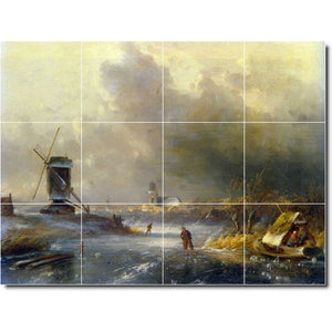 charles leickert landscape painting ceramic tile mural p05324