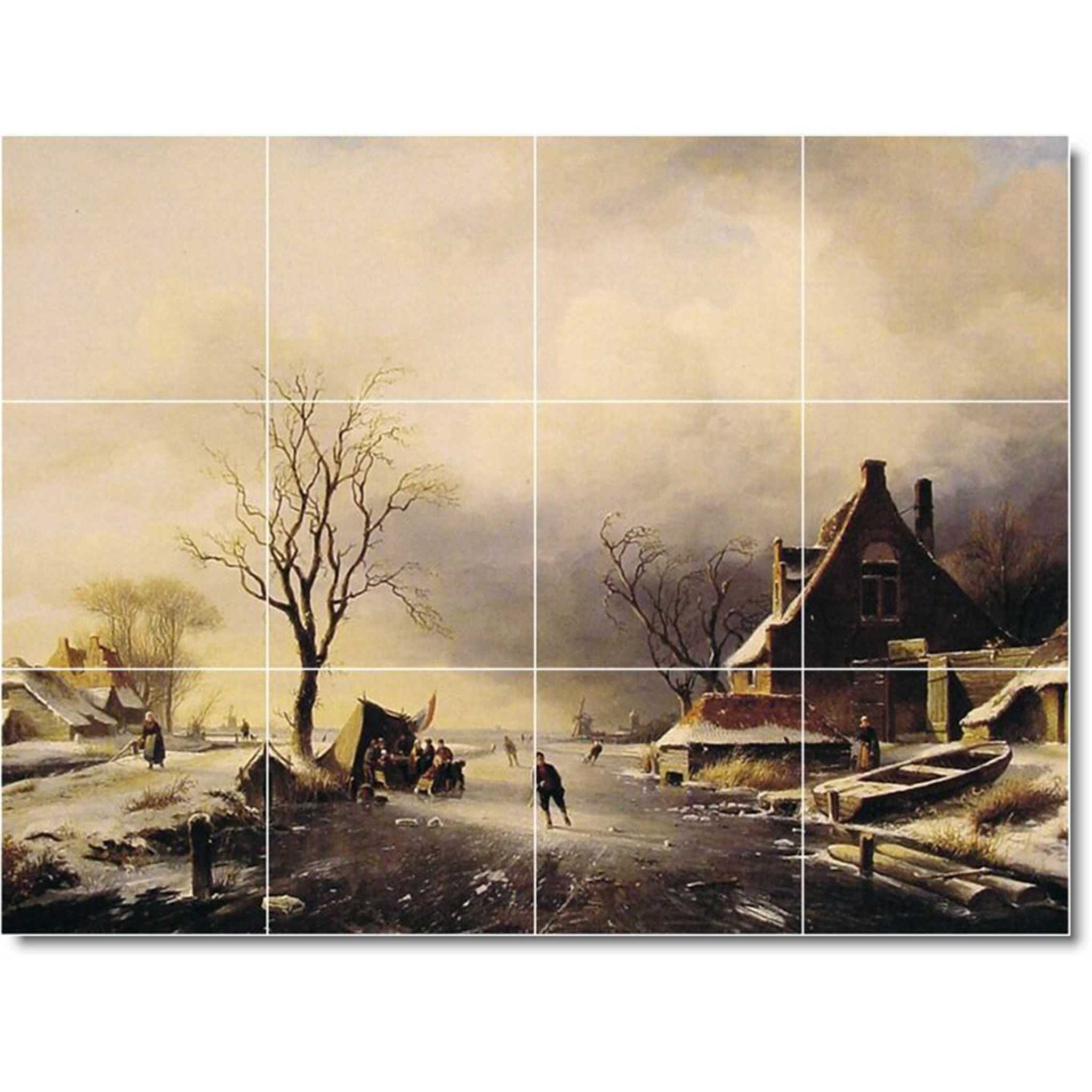 charles leickert landscape painting ceramic tile mural p05325