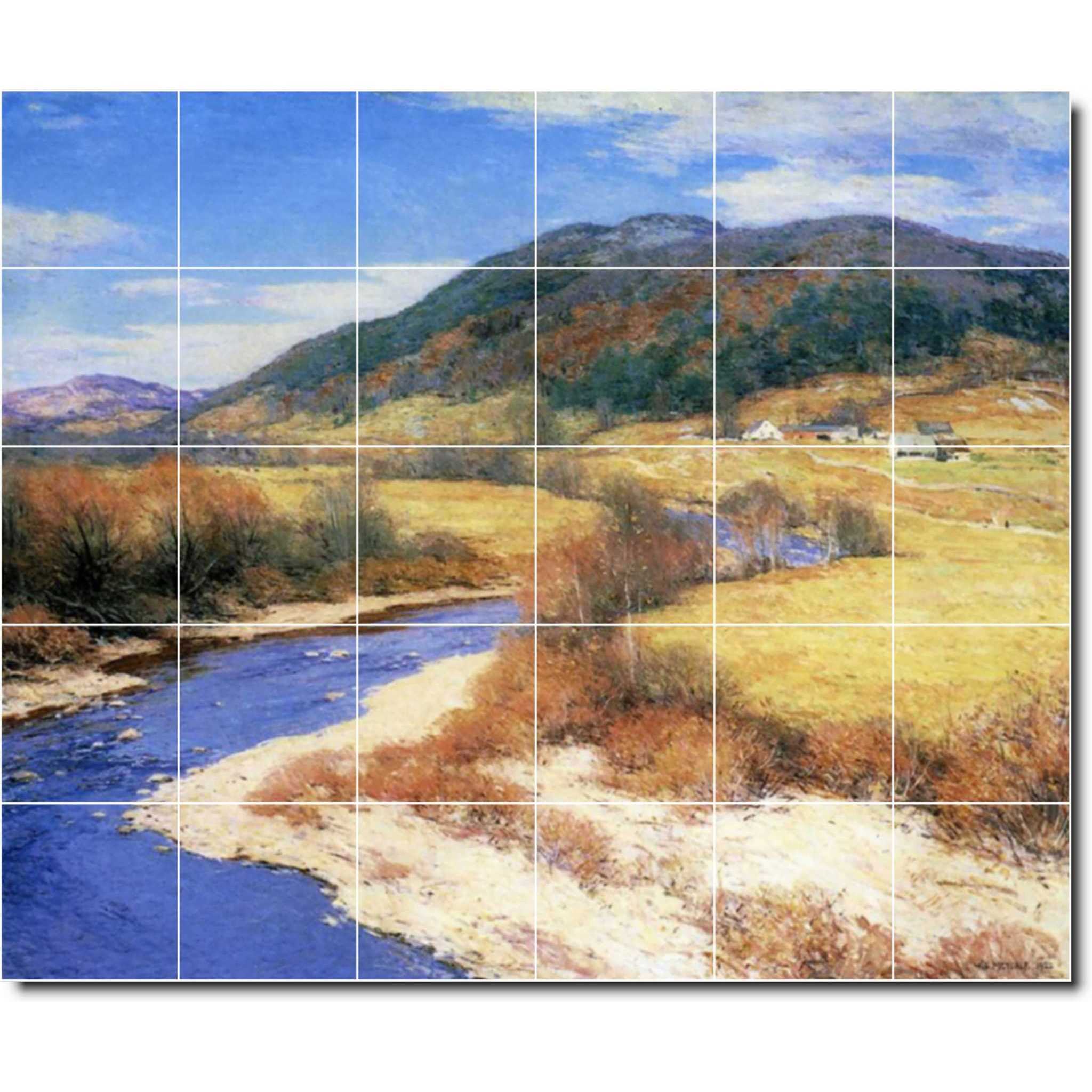 willard metcalf landscape painting ceramic tile mural p05745