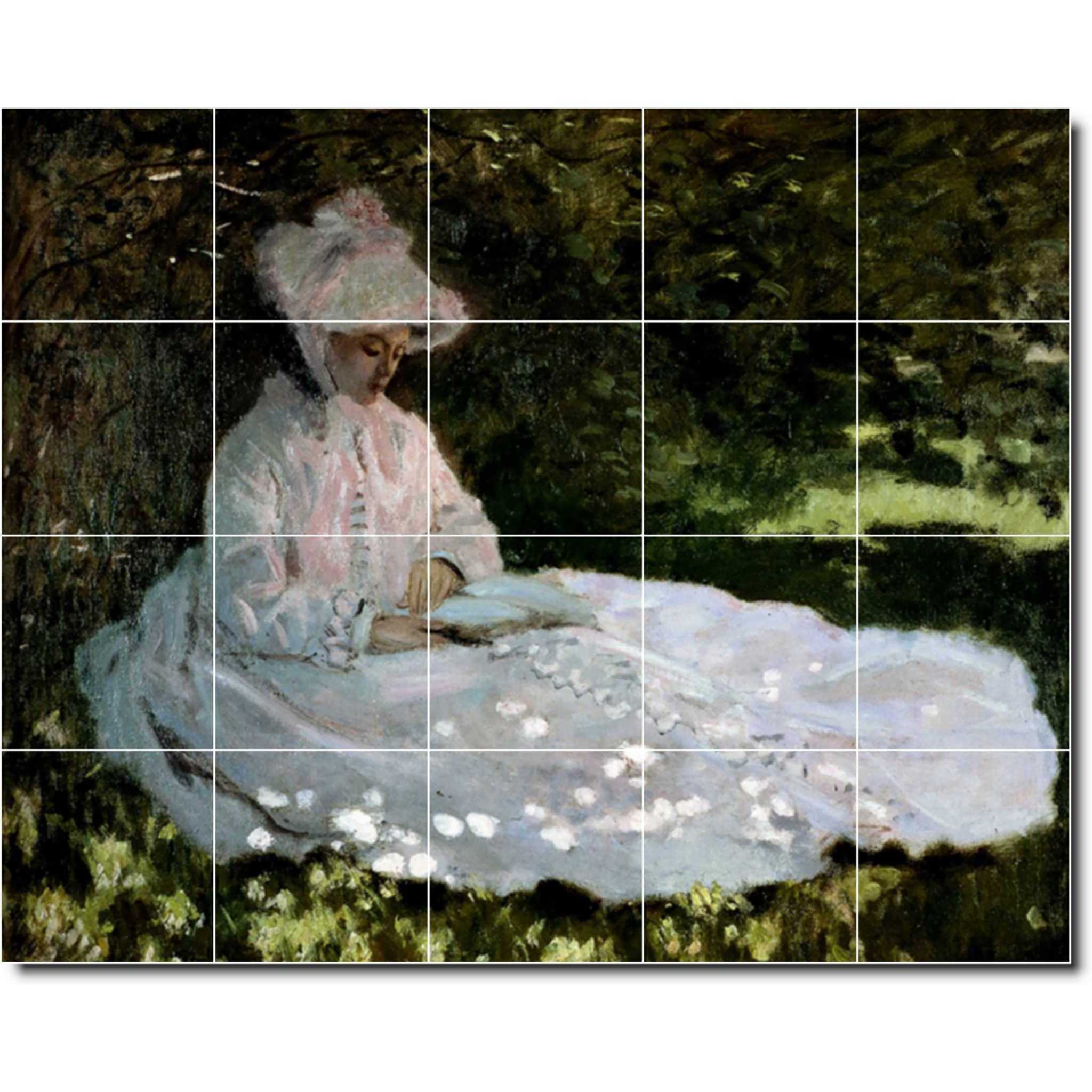 claude monet woman painting ceramic tile mural p06089