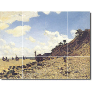 claude monet waterfront painting ceramic tile mural p06093