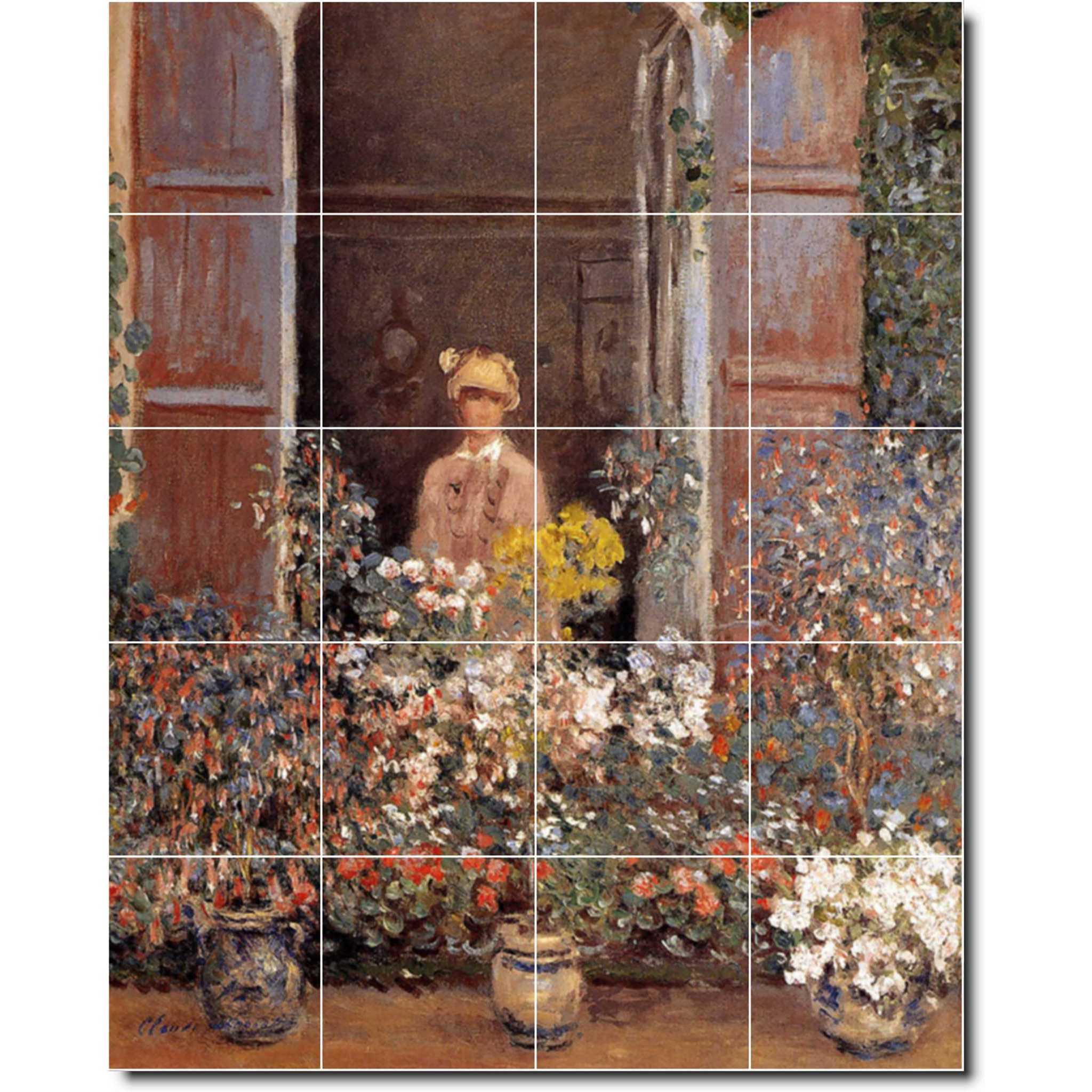 claude monet garden painting ceramic tile mural p06100