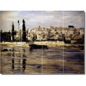 claude monet waterfront painting ceramic tile mural p06102