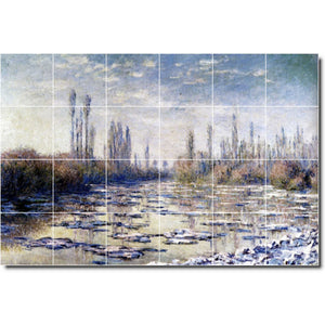 claude monet waterfront painting ceramic tile mural p06108