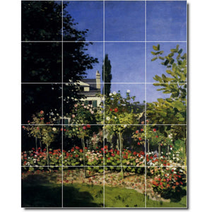 claude monet garden painting ceramic tile mural p06111