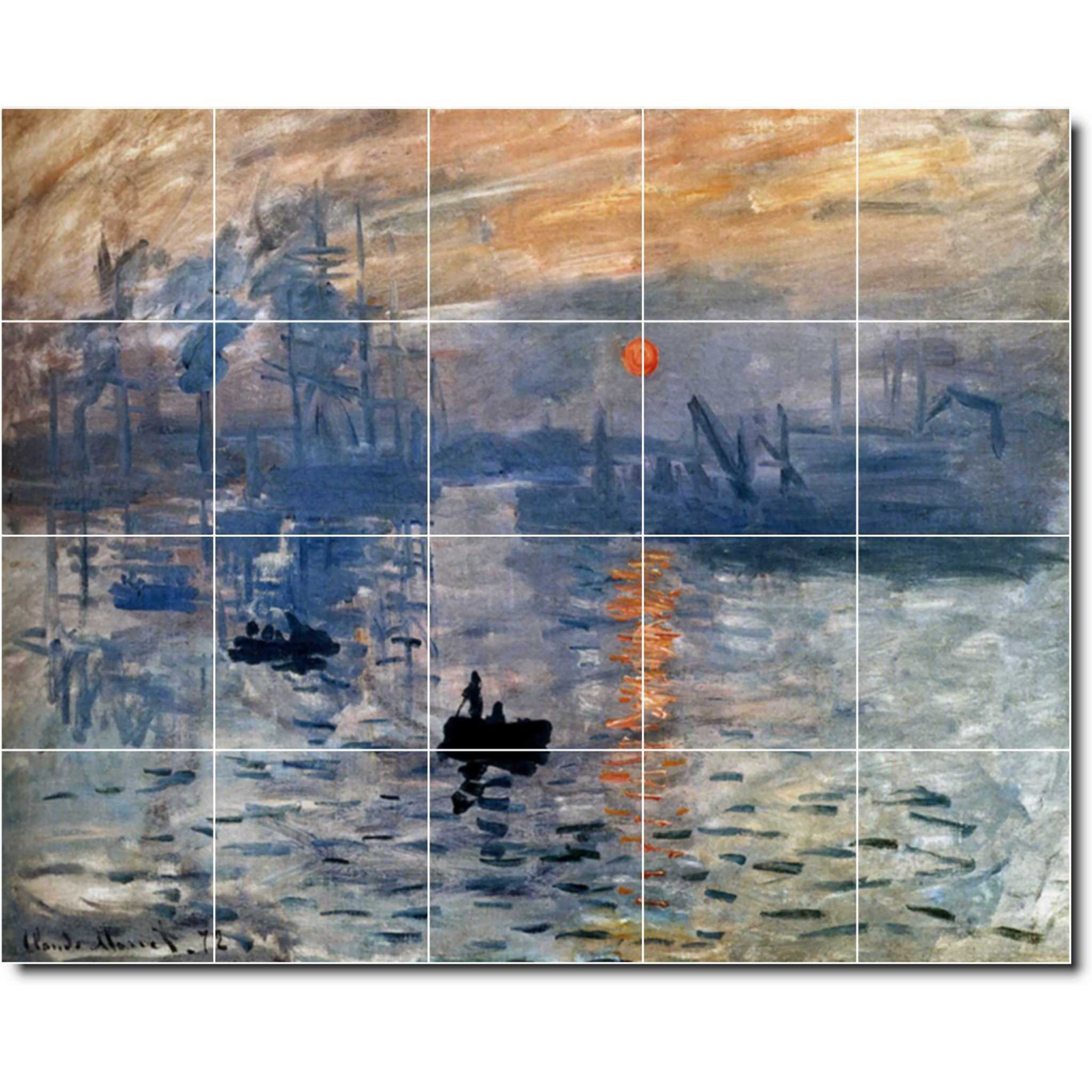 claude monet waterfront painting ceramic tile mural p06121