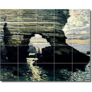 claude monet waterfront painting ceramic tile mural p06130