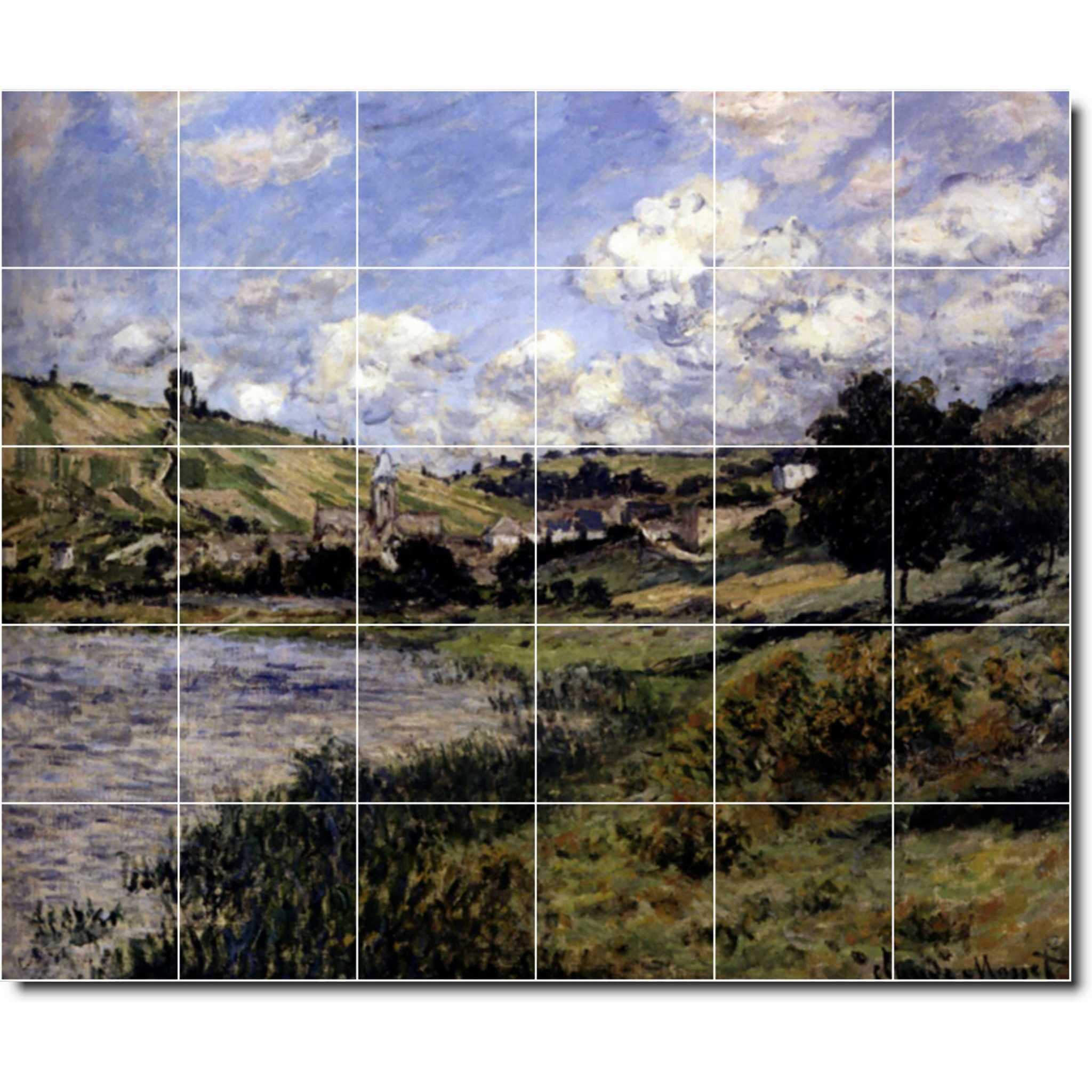 claude monet landscape painting ceramic tile mural p06131