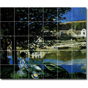 claude monet garden painting ceramic tile mural p06145