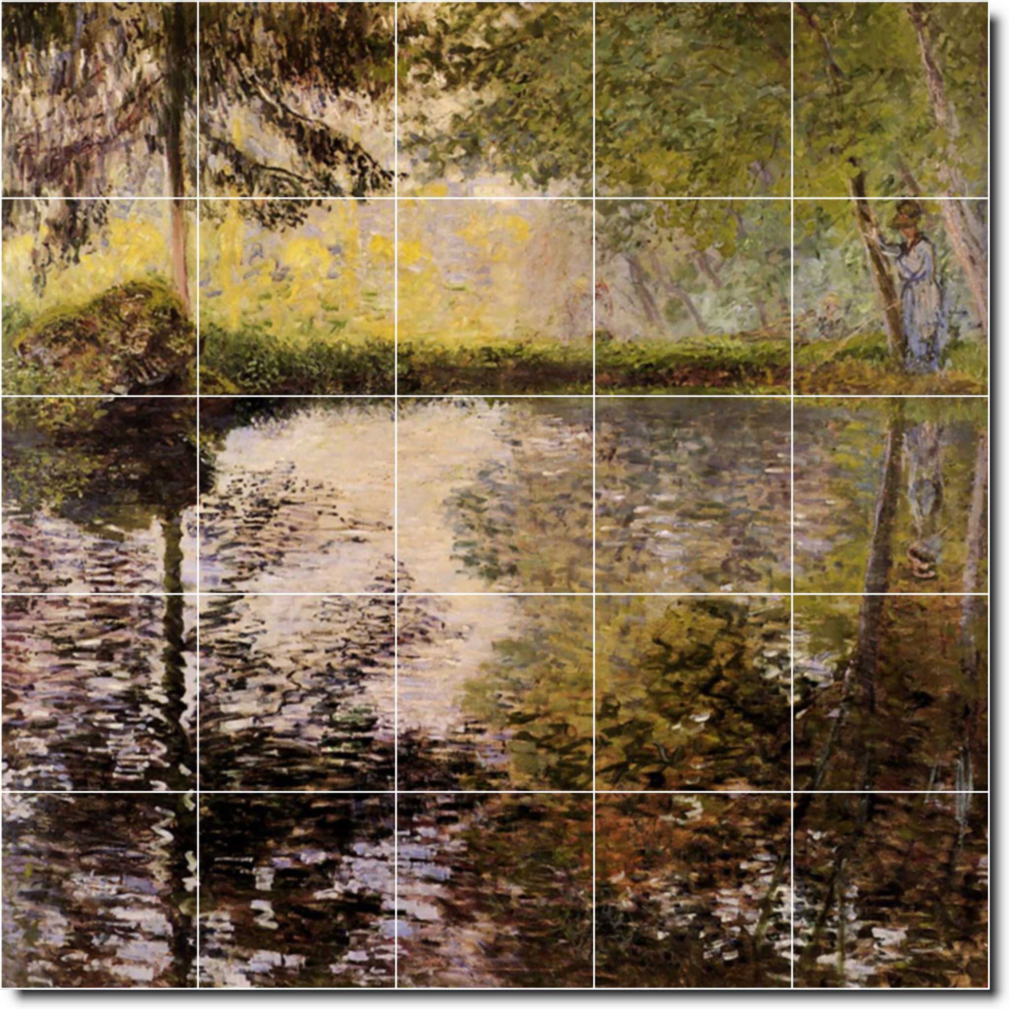 claude monet garden painting ceramic tile mural p06150