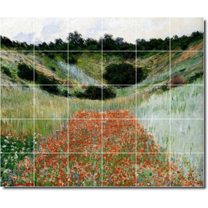 claude monet garden painting ceramic tile mural p06155