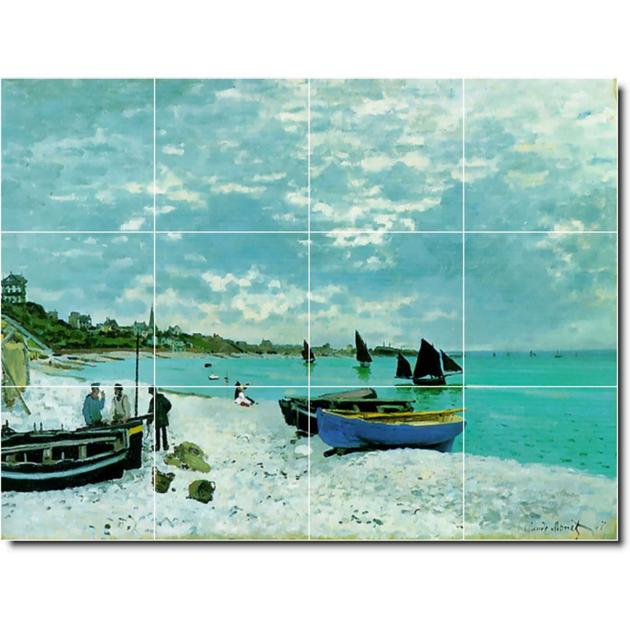 claude monet waterfront painting ceramic tile mural p06173