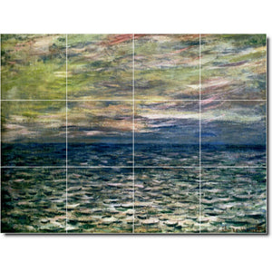 claude monet waterfront painting ceramic tile mural p06190