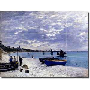 claude monet waterfront painting ceramic tile mural p06194