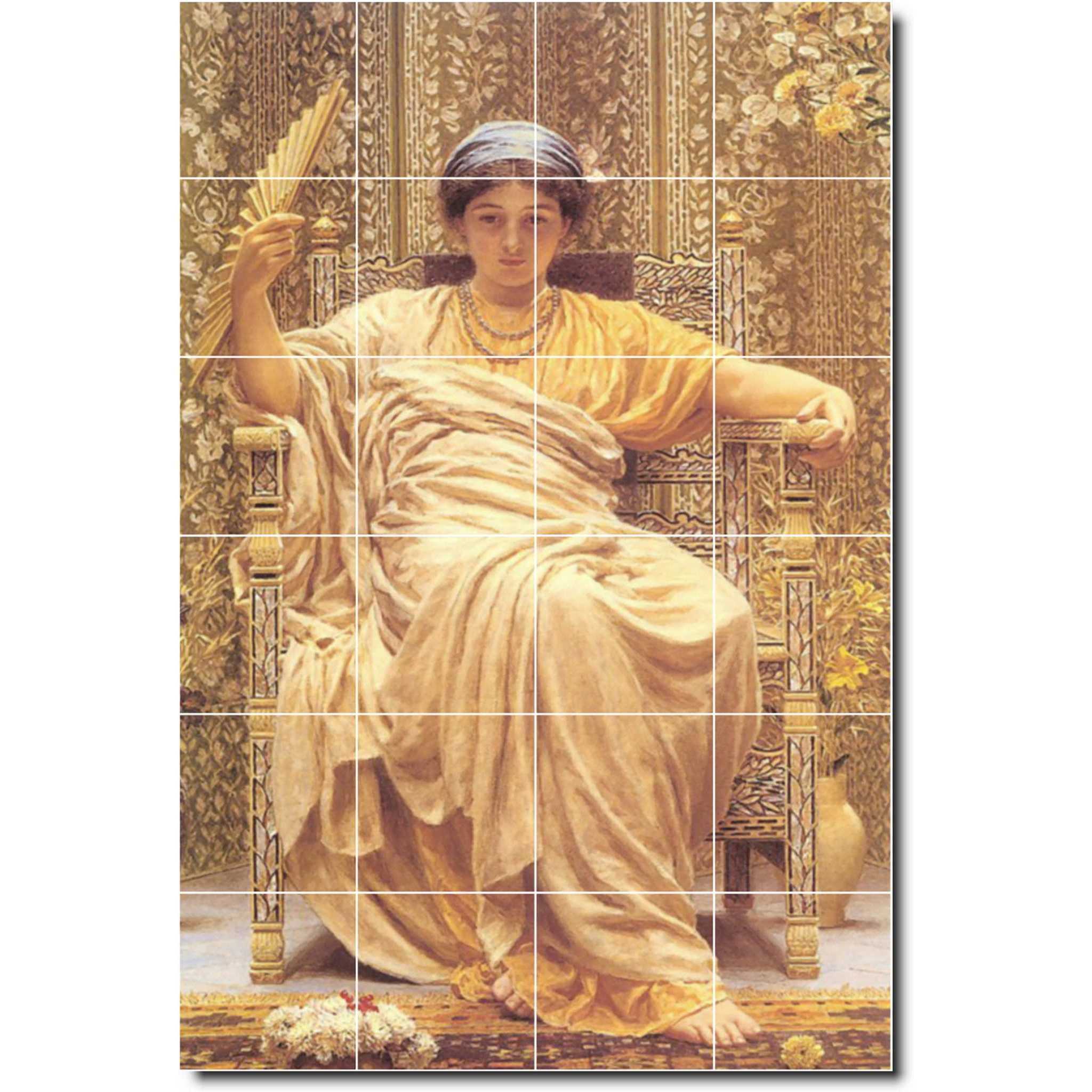 albert moore woman painting ceramic tile mural p06286