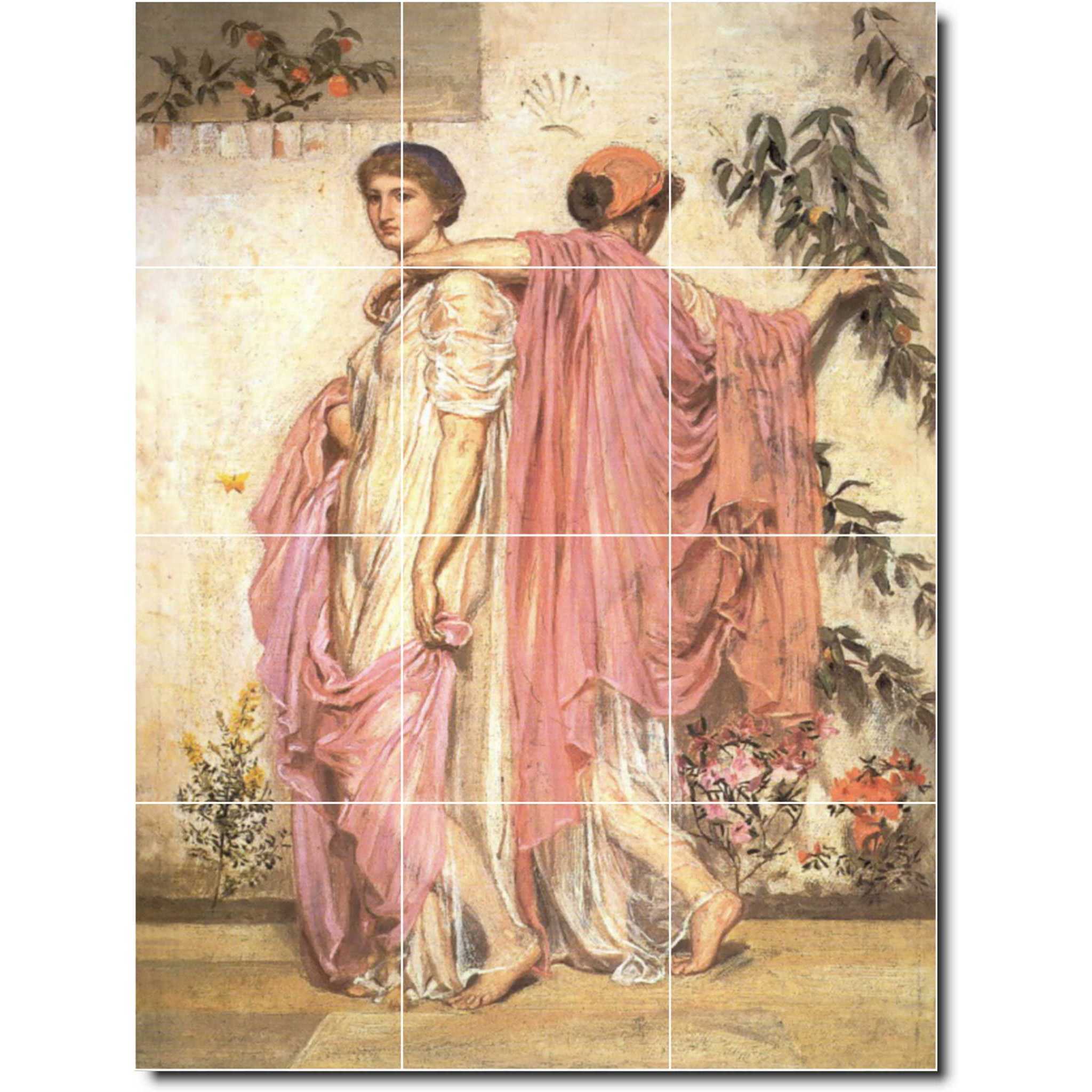 albert moore woman painting ceramic tile mural p06288