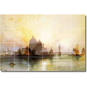 thomas moran waterfront painting ceramic tile mural p06320