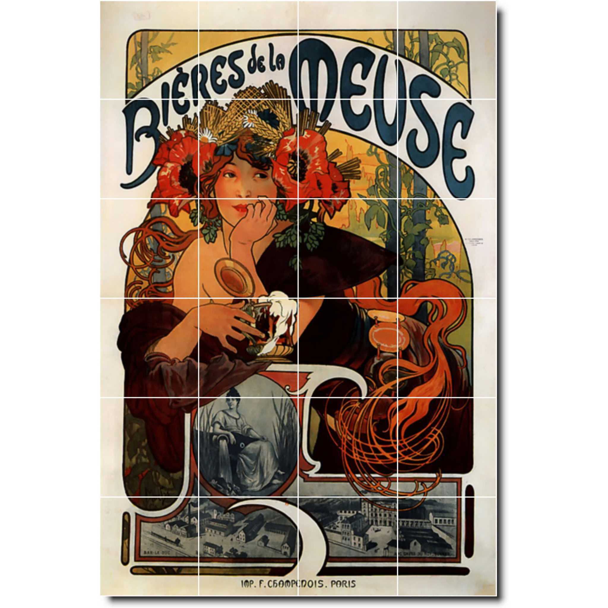 alphonse mucha poster art painting ceramic tile mural p06564