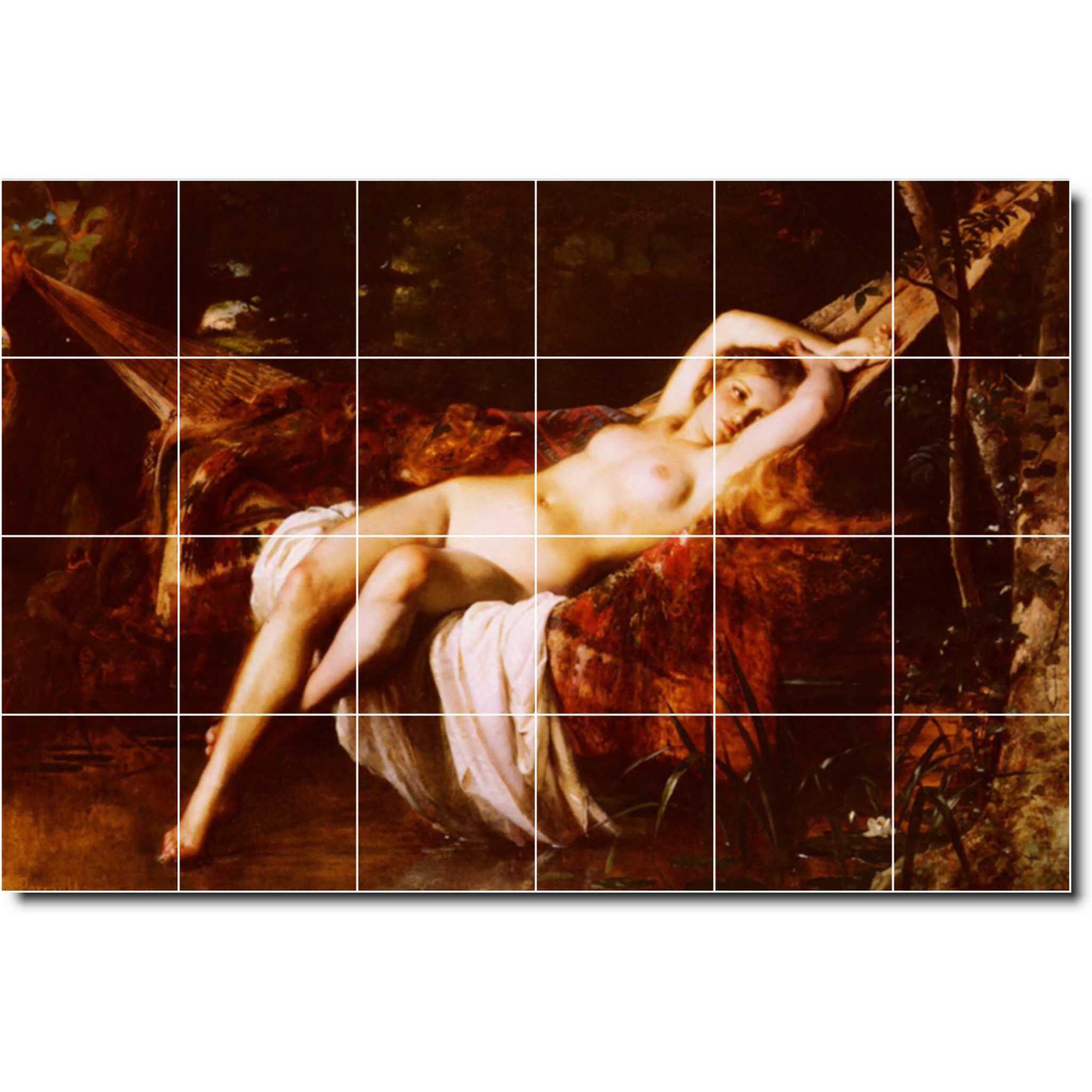 leon perrault nude painting ceramic tile mural p06684