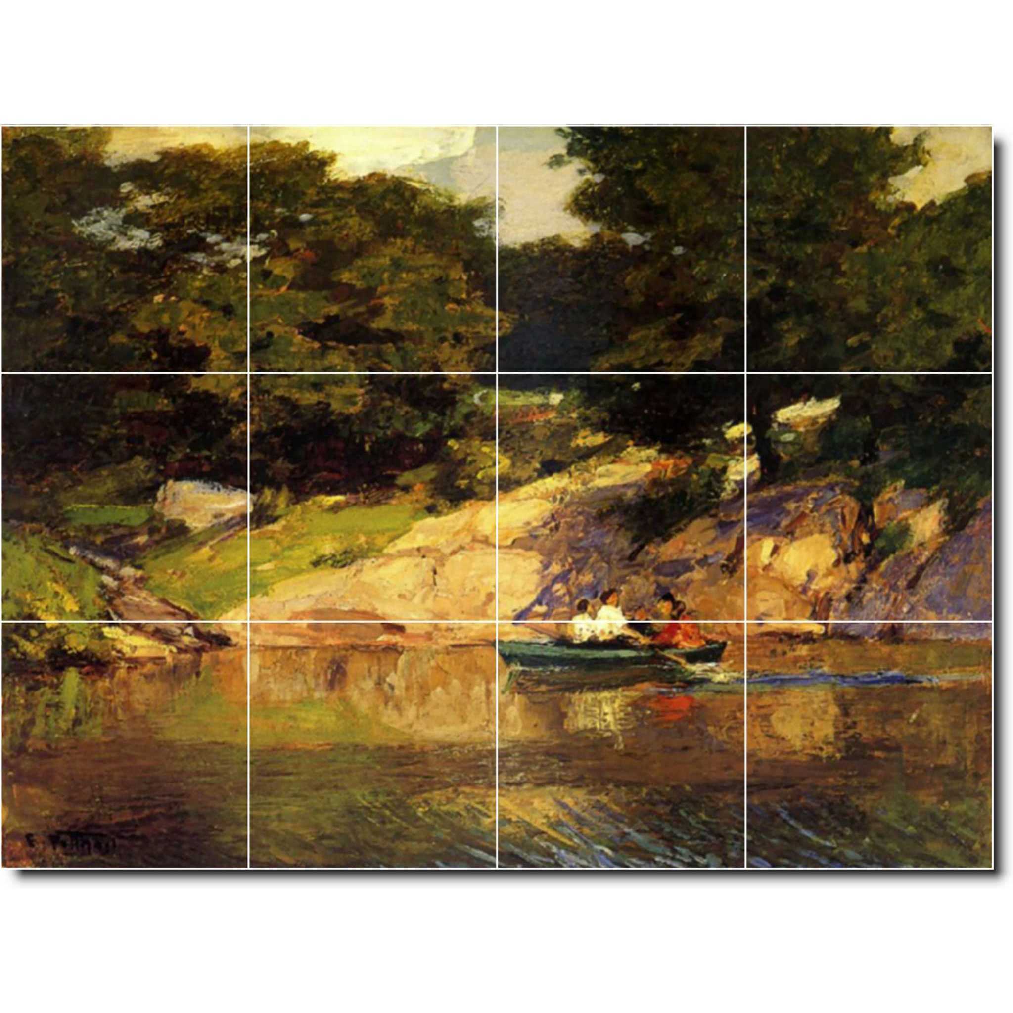 edward potthast country painting ceramic tile mural p06728