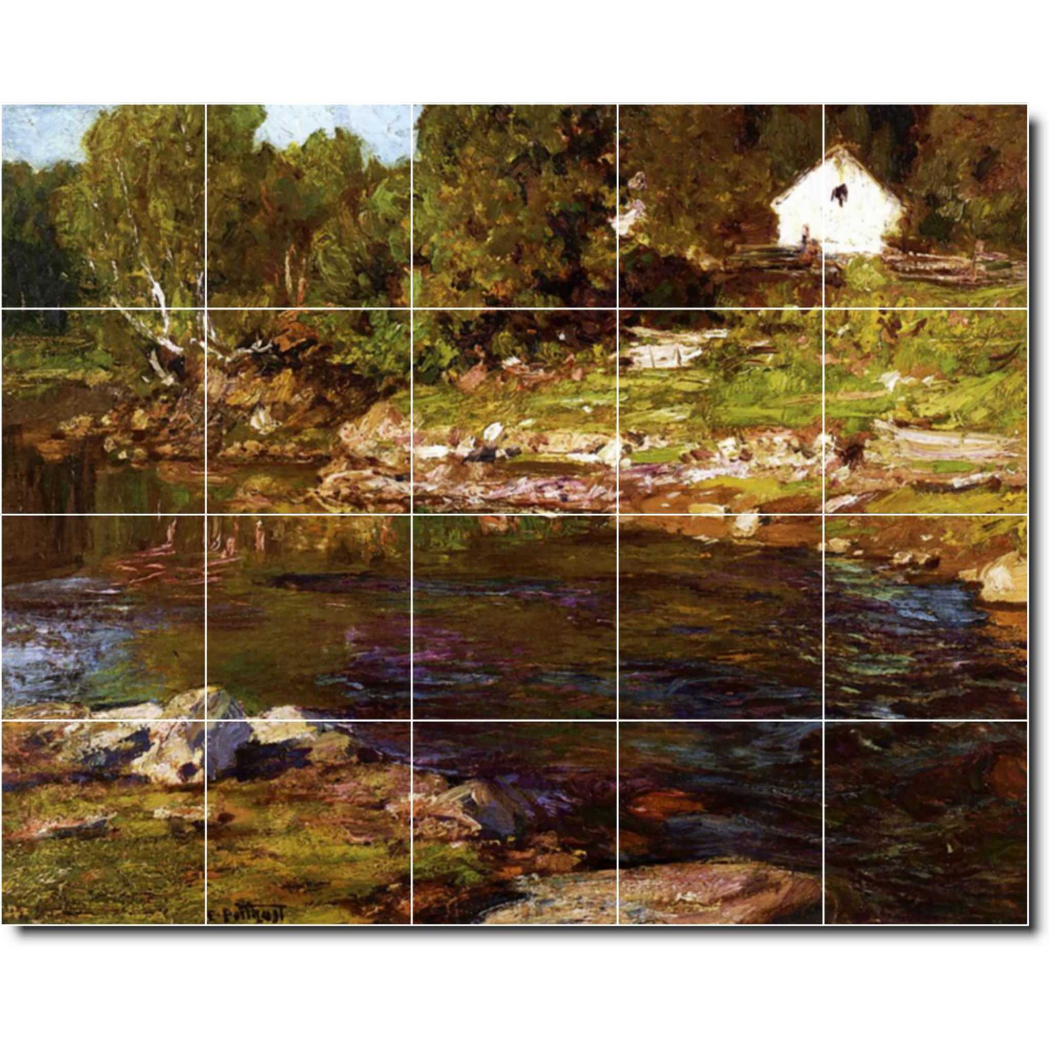 edward potthast country painting ceramic tile mural p06743