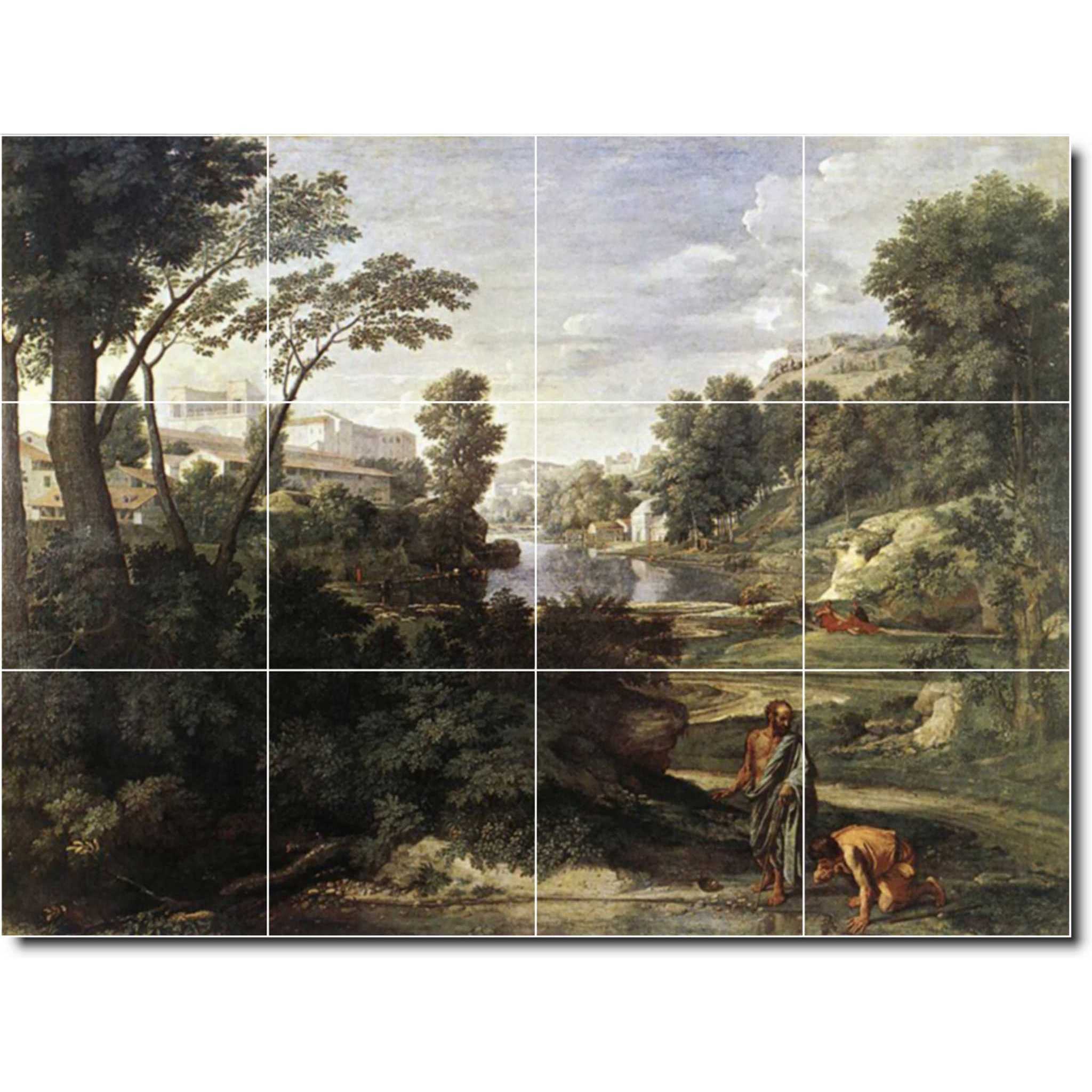 nicholas poussin landscape painting ceramic tile mural p06766