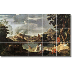 nicholas poussin landscape painting ceramic tile mural p06769