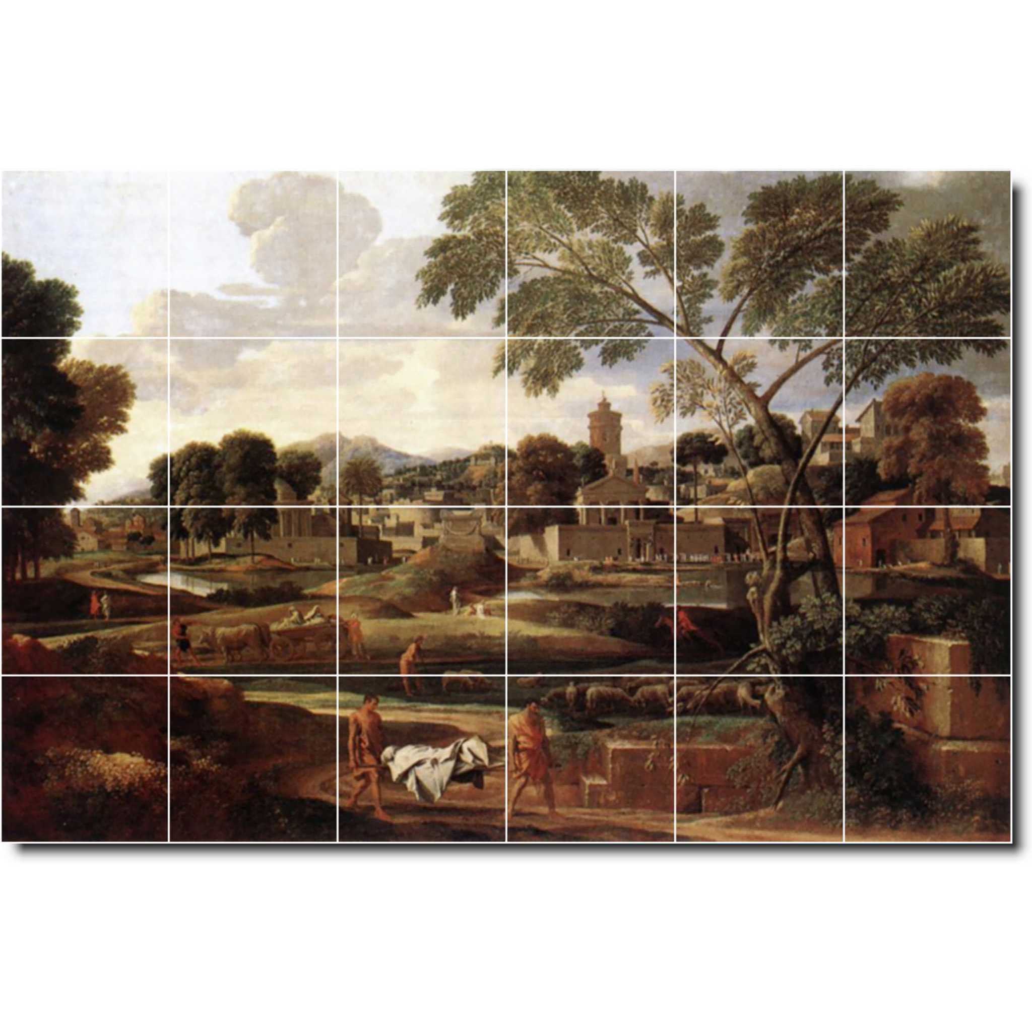 nicholas poussin landscape painting ceramic tile mural p06771