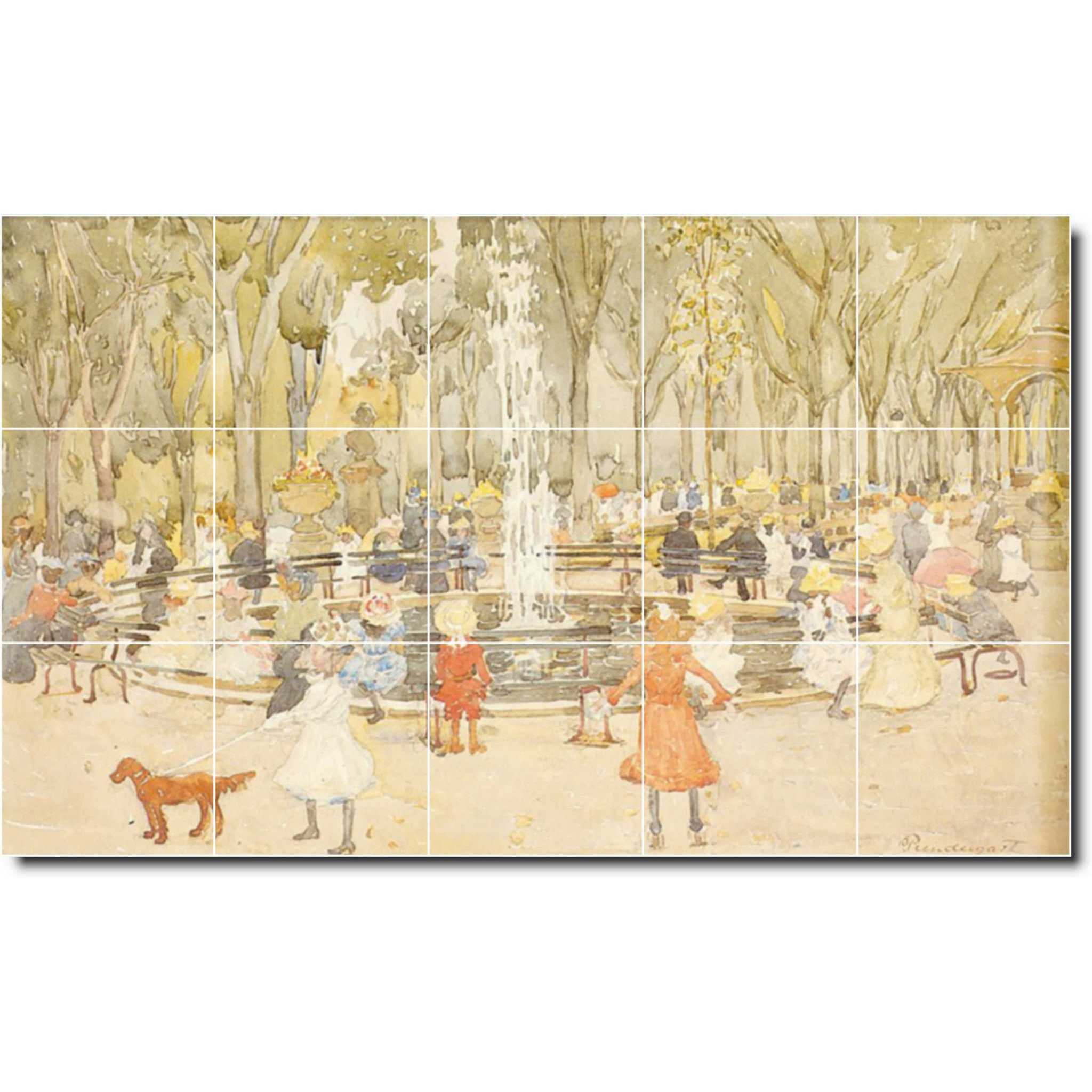 maurice prendergast city painting ceramic tile mural p06823