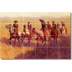 frederic remington western painting ceramic tile mural p07318