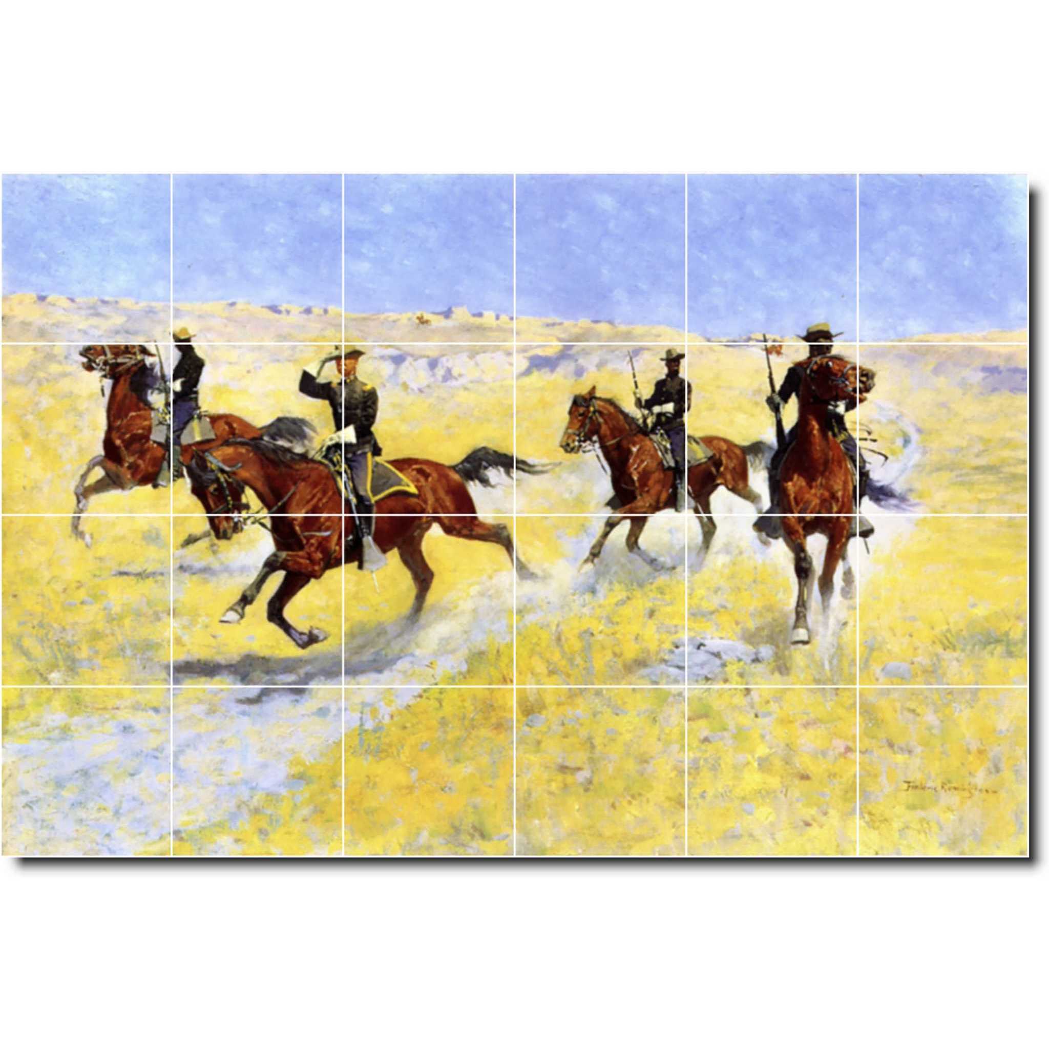 frederic remington western painting ceramic tile mural p07344