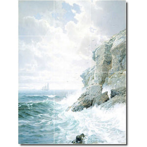 william richards waterfront painting ceramic tile mural p07484