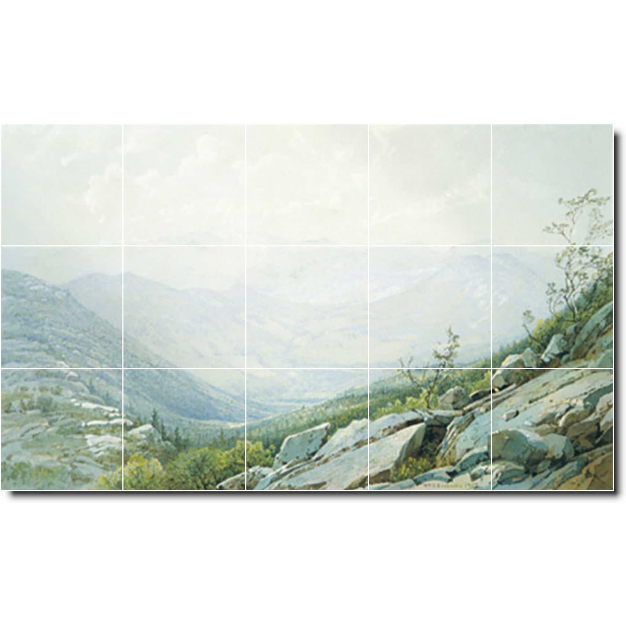 william richards landscape painting ceramic tile mural p07493