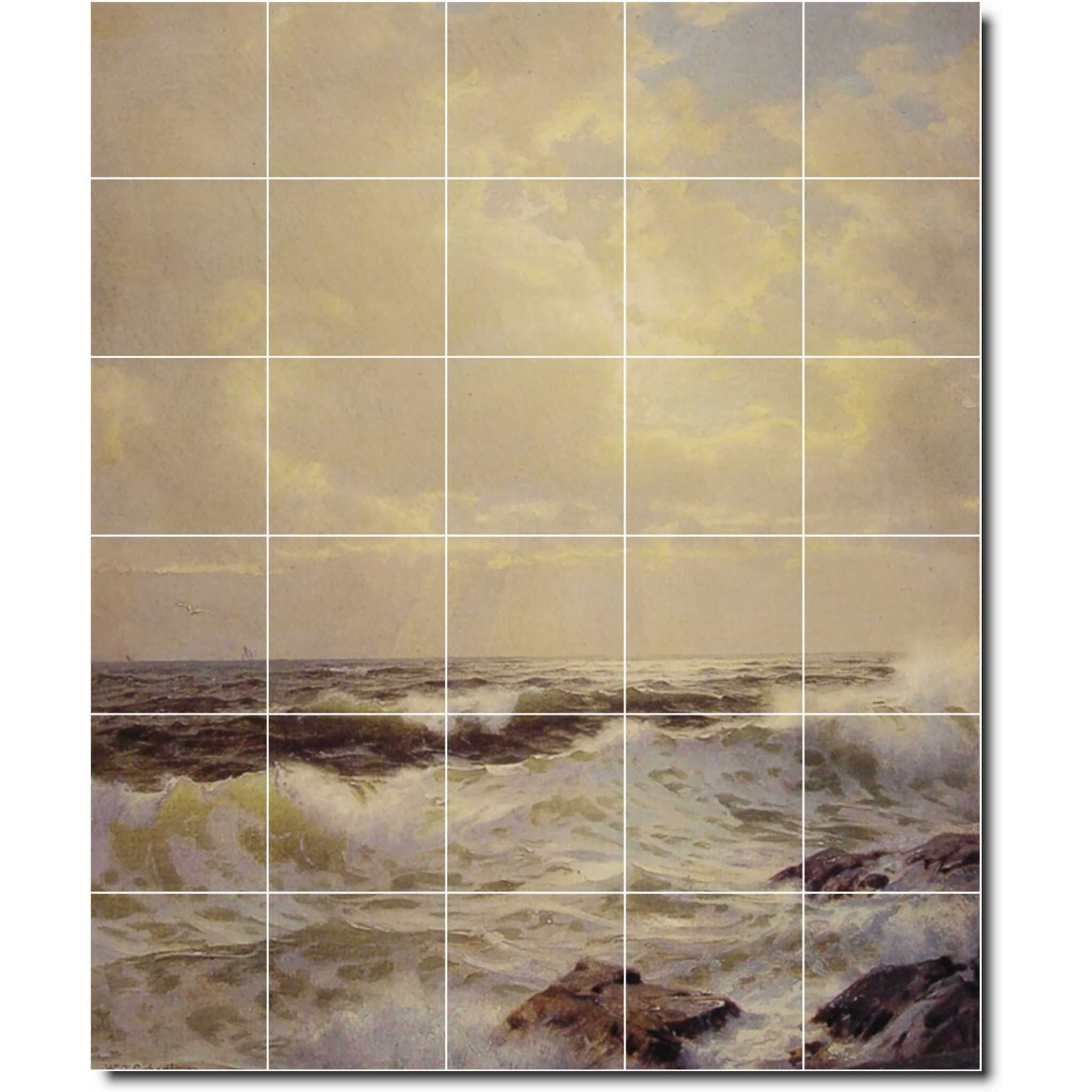 william richards waterfront painting ceramic tile mural p07495