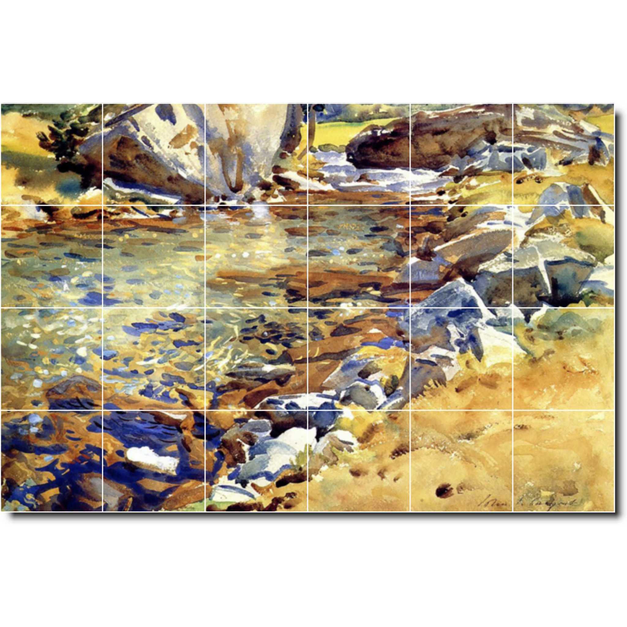 john sargent landscape painting ceramic tile mural p07903