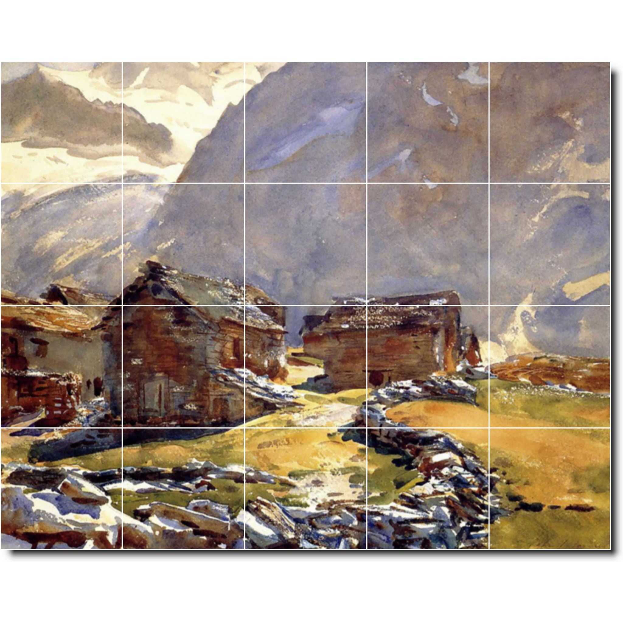 john sargent landscape painting ceramic tile mural p08147