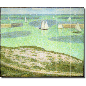georges seurat waterfront painting ceramic tile mural p08304