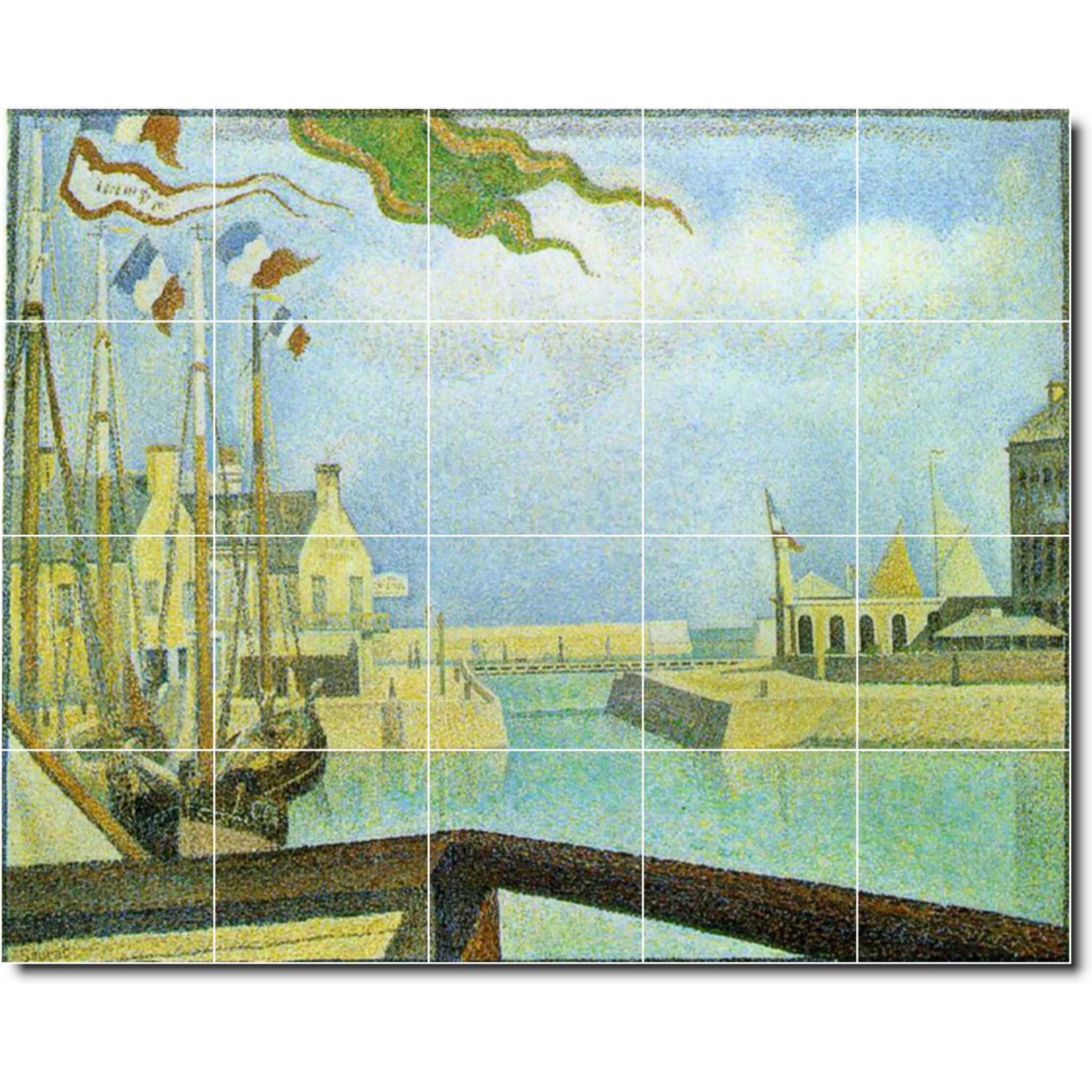 georges seurat waterfront painting ceramic tile mural p08326