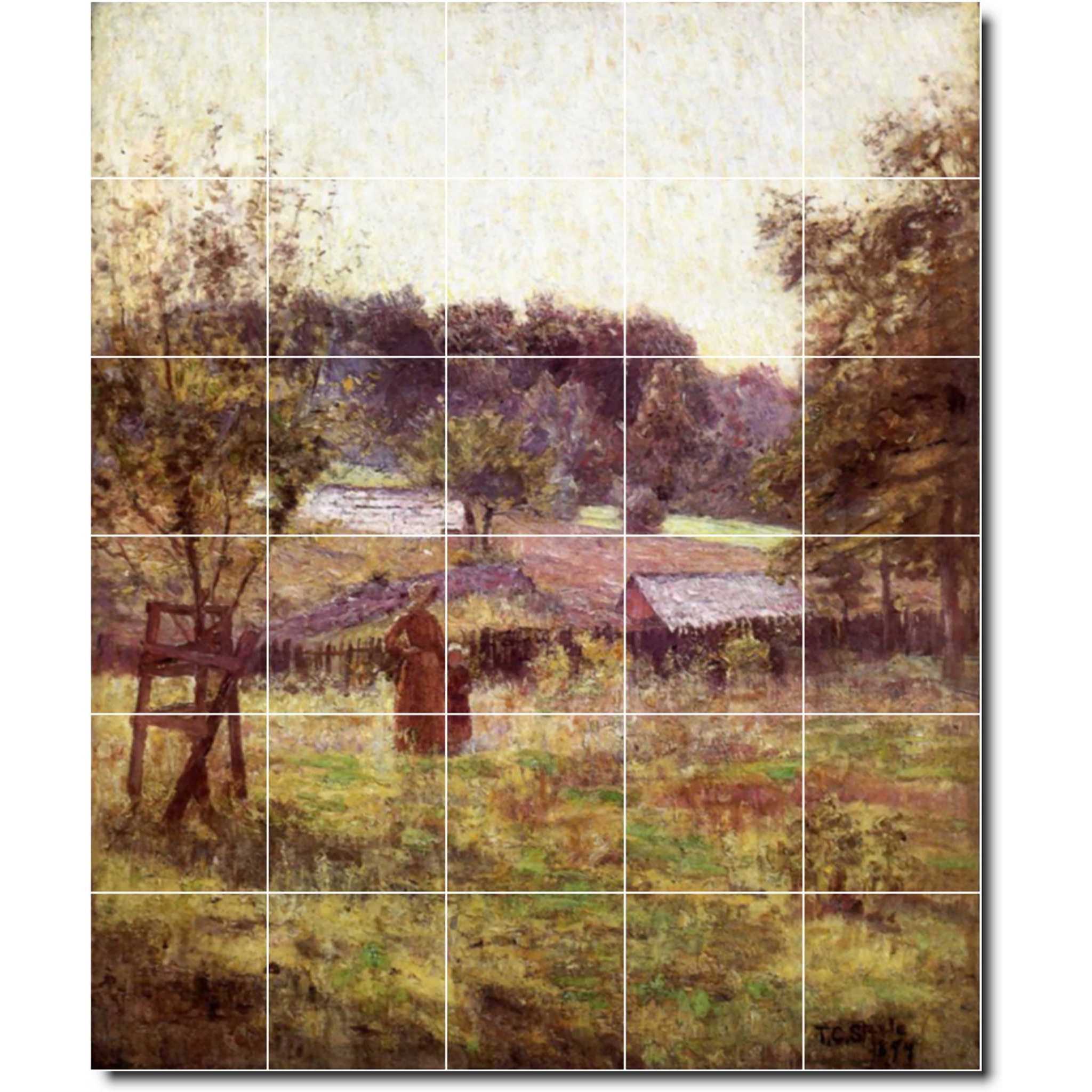 theodore steele country painting ceramic tile mural p08361