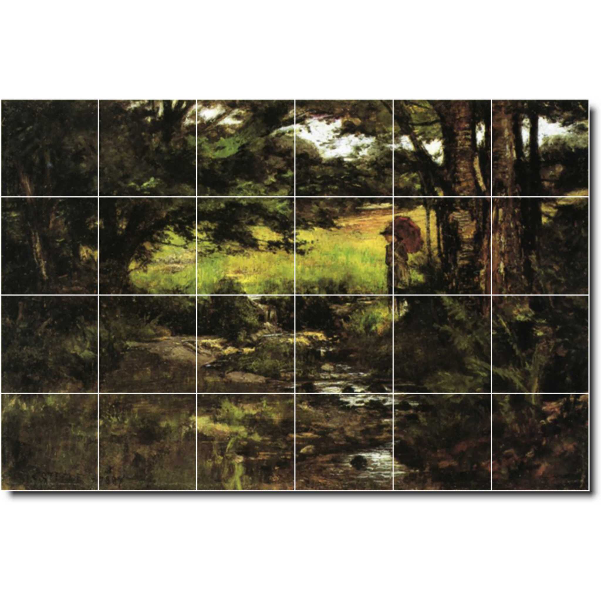 theodore steele country painting ceramic tile mural p08363