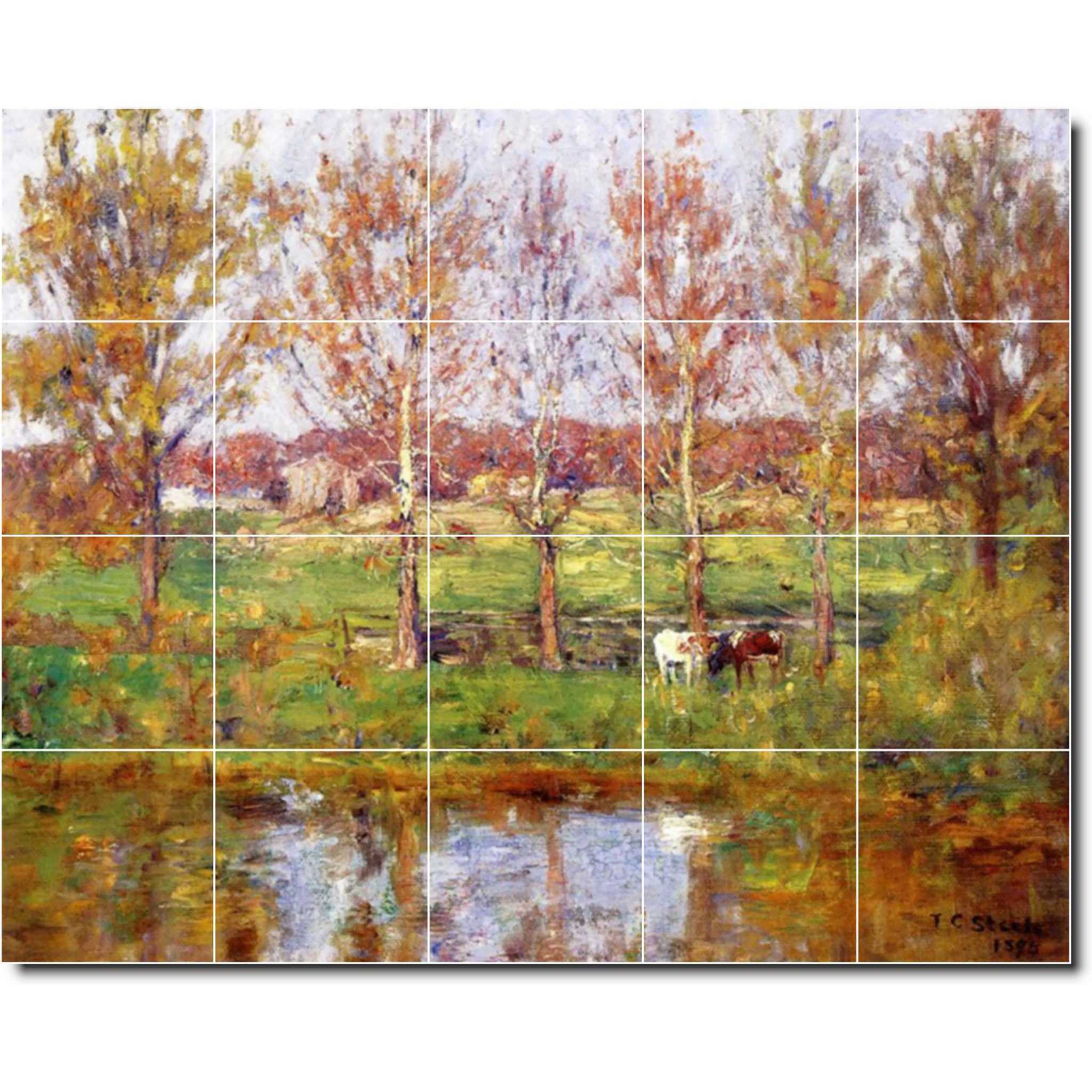 theodore steele country painting ceramic tile mural p08367