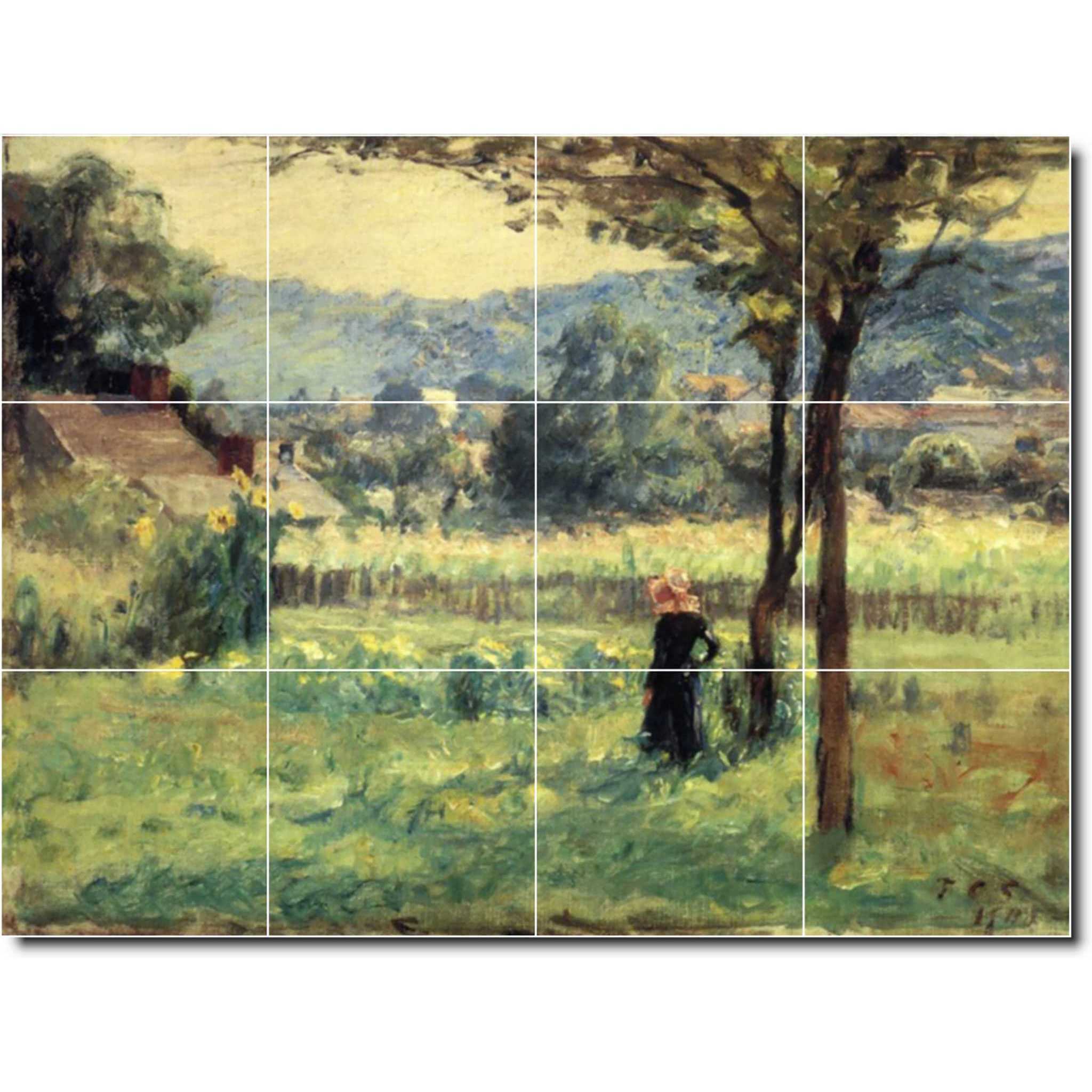 theodore steele country painting ceramic tile mural p08373